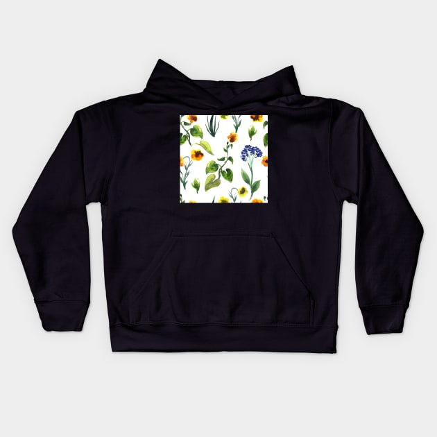 Seamless plants pattern. Floral decorative illustration Kids Hoodie by Olga Berlet